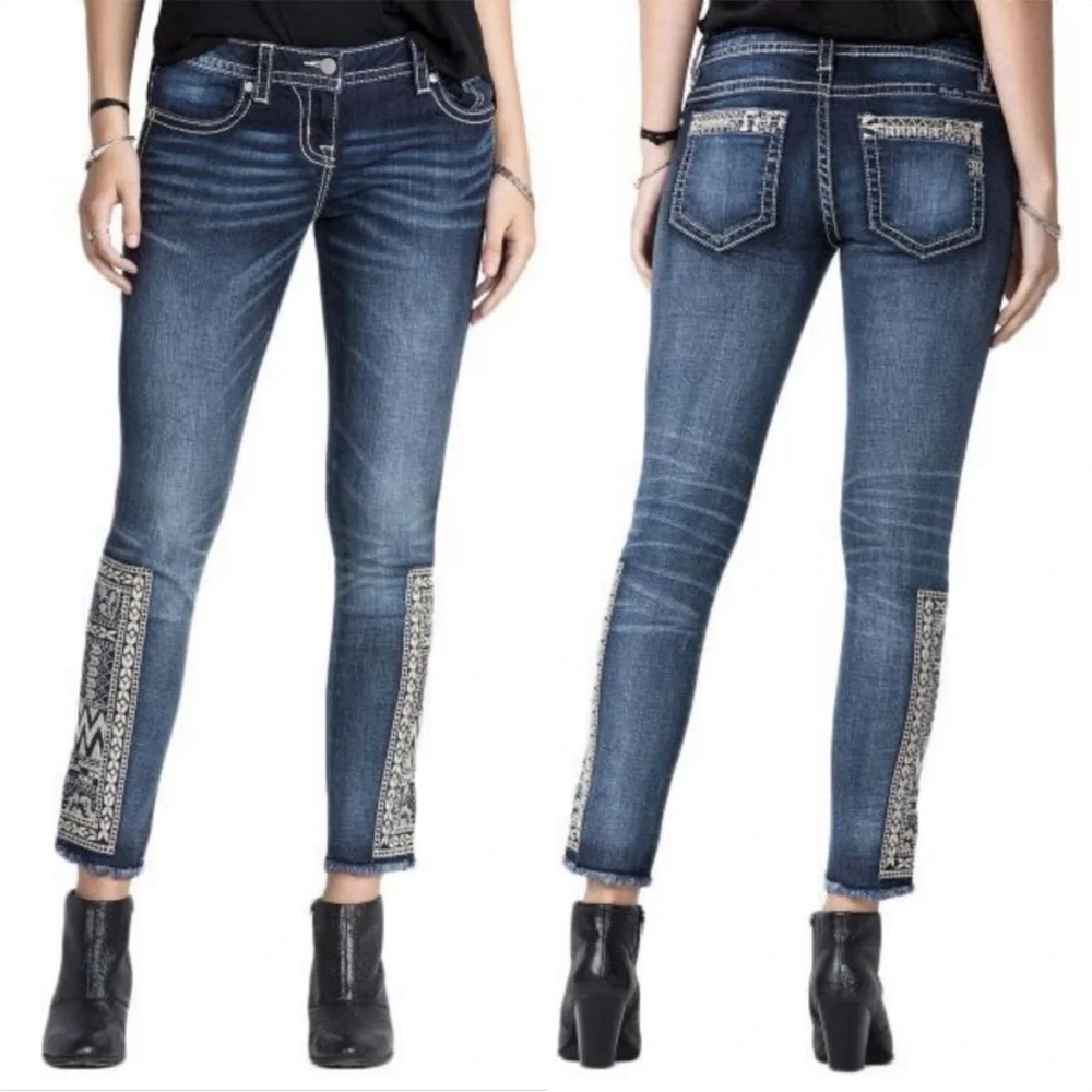 Miss Me‎ Signature Ankle Skinny Jeans Boho Inspired Embroidered / SZ 26